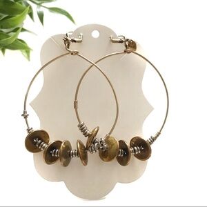 DOUBLE HAPPINESS Dangle Hoop Two Tone Earrings